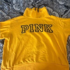 PINK Victoria's Secret Yellow Sweatshirt Mock Neck Oversized